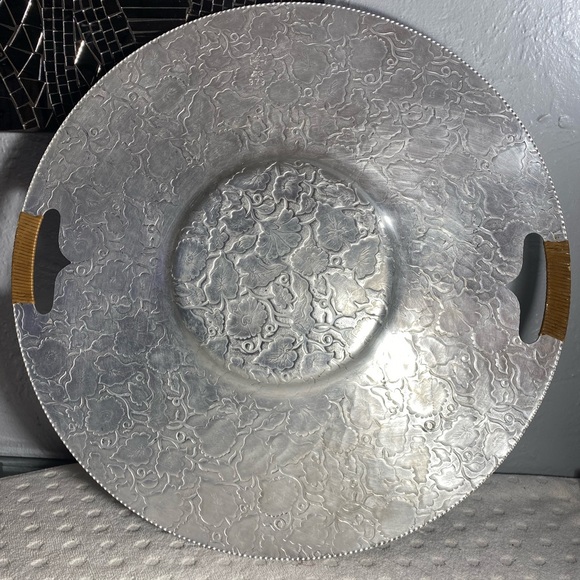 Hand Hammered Floral Serving Tray - Floral-PRICE IS FIRM - Picture 8 of 14